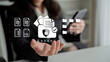 © InfiniteFlow - A business professional demonstrates a data security concept with digital documents and lock symbols, emphasizing the importance of privacy in modern office settings. Ledger