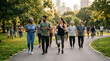 © Kenny - a group of people walking down a path in a park