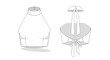 ©   - Technical Fashion Illustration of Women Halter Neck Sleeveless Crop Top with Ribbon Back Bow Detail