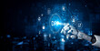 © InfiniteFlow - Futuristic Robotic Hand Interacting with Digital Interface Displaying Various Technology Icons and Data Symbols in a High-Tech Environment. Entropy.