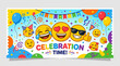 © Isfaq - Smiling emojis celebrate with colorful confetti