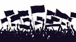 © Sufi  - Protestors waving flags in a silhouette crowd illustration, representing demonstration and social change