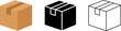 © Sheuly - Solid color and editable line of card box icon set, package shipping and delivery symbol with tape
