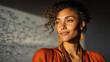 © Pedro - A beautiful woman with curly hair and warm skin basks in the golden hour sunlight, her gaze thoughtfully directed away from the camera, evoking a sense of contemplation and inner peace.