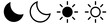 © Umer Farooq - Sun and moon icon set day night mode brightness and contrast symbols for ui design.