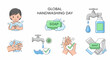 © Agung - Flat Illustration of Hands Washing with Soap Bubbles.