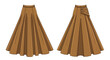 © Gigih - Stylish Brown Pleated Maxi Skirt Technical Fashion Sketch Front and Rear View for Apparel Design