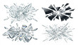 © Tanverislam - Realistic broken glass shards set with transparent mirror fragments and explosive crystal debris vector illustration isolated on white background