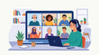 © Rizky - Business people working together in office meeting illustration vector concept team communication technology collaboration network workspace digital work montage