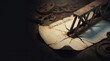 © zahidyounas - Industrial business model concept, rusty steel bridge crushing cracked paper, vintage machinery gears and mechanical engineering failure