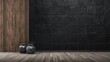 © TheWaterMeloonProjec - Wooden veneer and stainless steel materials displayed with stone tiles on black stone concrete backdrop for interior design