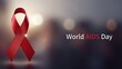 © jinna - World AIDS Day red awareness ribbon on dark bokeh background