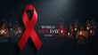 © jinna - World AIDS Day Concept Featuring Red Ribbon and People with Candles at Vigil