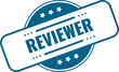© Hafiz - Blue grunge rubber stamp featuring the word Reviewer with stars for official evaluation and assessment processes