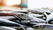 © Bonsales - Freshly caught silver fish pile for sale, displaying vibrant scales for healthy eating and seafood market concepts