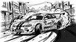 © Suyat - Tuned sports car drifting on city street with smoke clouds