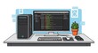 © Brody - Modern Workstation Setup with Computer and Coding Screen.
