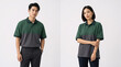 © Andrew - Two young professionals standing side by side in casual office attire against white background