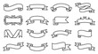 © Muhammad - Vintage hand drawn ribbon banners, set of 16 black outline scroll illustrations, decorative parchment flag vector elements for labels