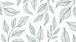 © Yesrath Hasan Sobuj - Seamless pattern with elegant hand drawn line art leaves branches isolated on white background vector backdrop