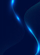 © kanpisut - Abstract vertical technology background with glowing blue particle waves.