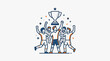 © Supoyo - Cartoon illustration of a diverse group of children celebrating.