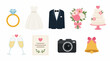 © PS STOCK - Flat Design Wedding Icons Collection.