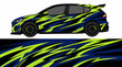 © PS STOCK - Blue and green camouflage car wrap design.