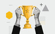 © Myint - Success Concept Illustration of Businessman Hands Holding a Golden Trophy Cup