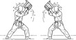 © Pomala - Martial artist breaking wooden board with punch.