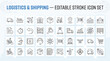 © icon_vectors - Logistics and shipping icon set featuring 30 professional elements with editable strokes.