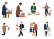 © Christopher - Sophisticated men in formal suits engaged in various culinary and cooking activities, preparing gourmet meals and setting a romantic table.