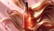 © Tan - A pink dropper bottle surrounded by flowing blonde hair on pink