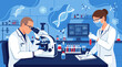 © Debby - Scientist smiles while colleague works in lab
