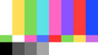 © midnight pixel - Dynamic visual of a retro television test pattern, displaying classic color bars and signal interruption graphics for a nostalgic screen background