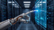 © AVA - Robot finger touching futuristic digital interface screen