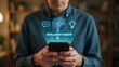 © Zargham - Businessman using smartphone with artificial intelligence interface and intelligent insight technology