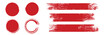 © Handy - Straight red ink vector lines pack. Bloody color long and round hand-drawn brushstroke text highlights  frames  circles. Asian calligraphy brushstroke set.