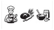 © Mr WaQaS - Smiling Chef Holding Bread With Baking Tools And Ingredients For Cooking Concepts