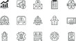 © SALMA - Corporate human resources management and career development line icons set containing employee performance appraisal growth charts team elements