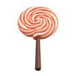 © yusi - 3D render of a pink and white swirl lollipop on a brown stick