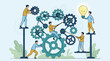 © Siamart - Teamwork and collaboration concept with people working on a gear mechanism to generate ideas