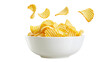 © Patricia - Ruffled potato chips in white bowl with flying chips