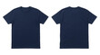 © MdYeamin - Front and back view of a plain dark navy blue cotton t-shirt with clothing