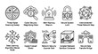 © GINSA - Cyber Security and Network Protection Line Icon Set Featuring Radar Firewall and Encryption Symbols.