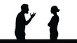 © Awan Silhouette Hub  - Black silhouette vector illustration of a man and a woman having a heated emotional argument