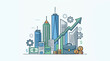 © FaiSTUDIO - Financial Growth and Business Success in a Modern Cityscape Line Art Illustration
