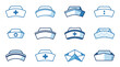 © nurani - Vector illustration of various blue nurse caps on white