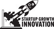 © Gopal26 - Black silhouette rocket ship launching from laptop with startup growth innovation concept on white background