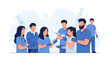 © Aliyah - Healthcare Team Administering Vaccinations: Doctors, Nurses, and Syringes in Modern Flat Illustration